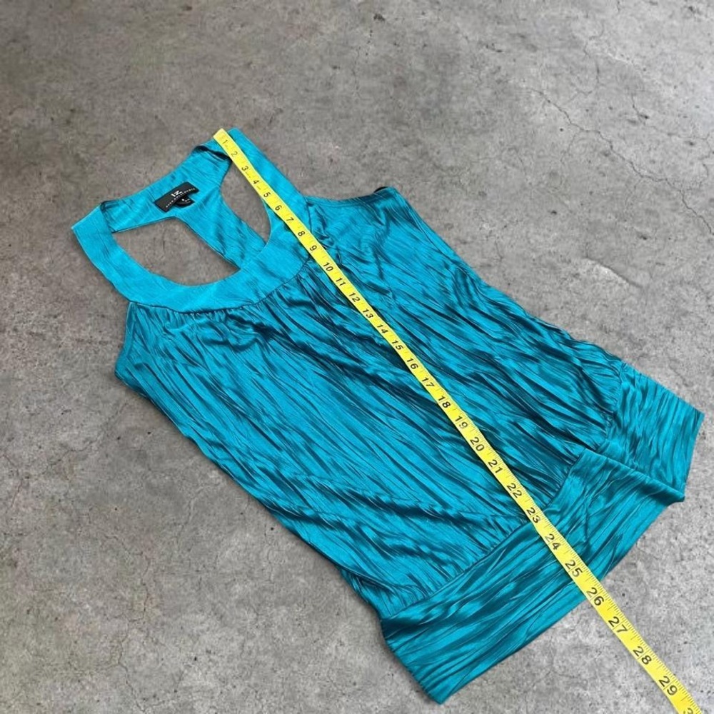 y2k turquoise dark teal satin textured tank top small - Picture 5 of 7